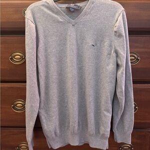 Men's Gray V-Neck Sweater